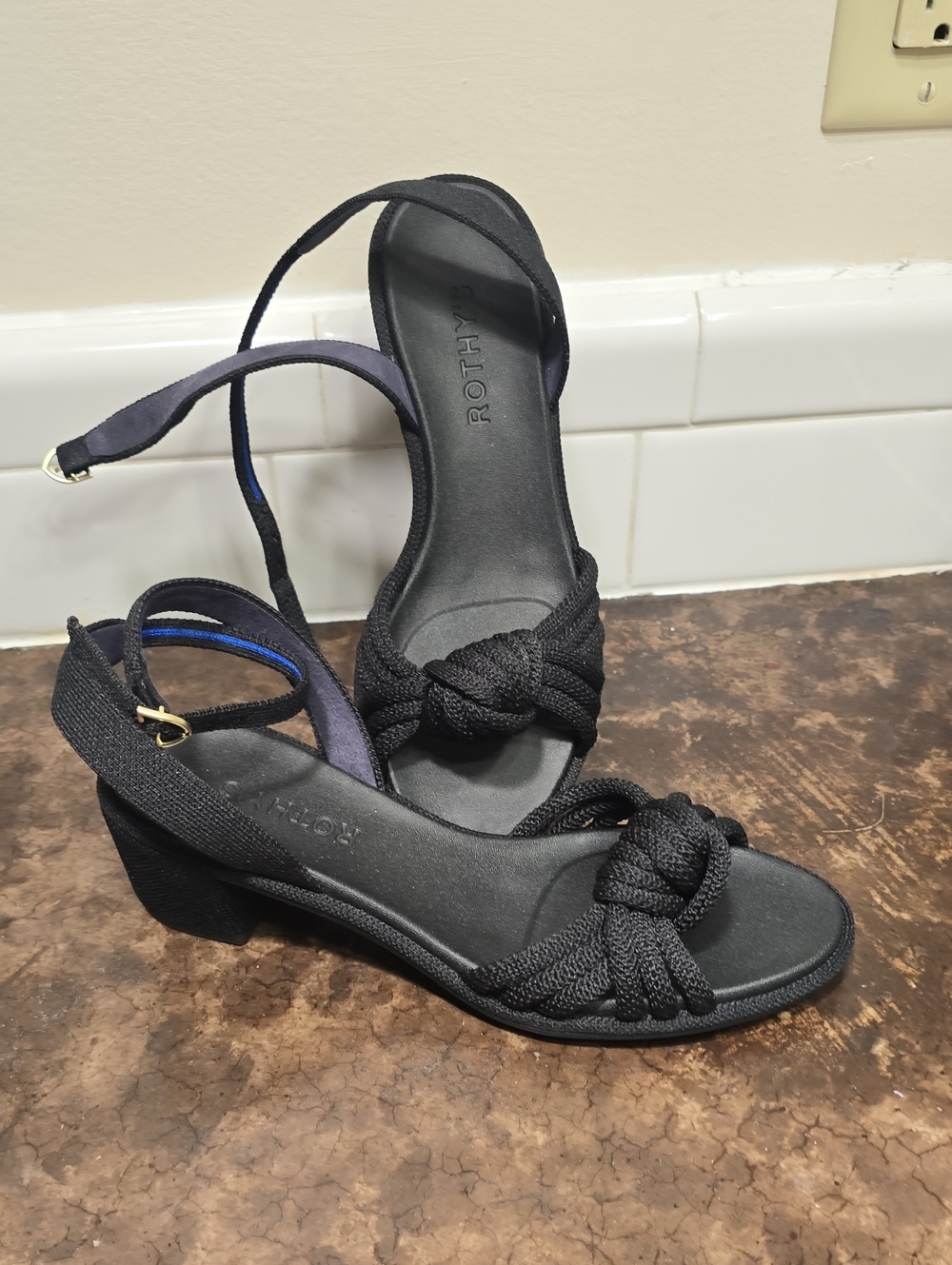 Rothy's Black Knotted Slingback Heels